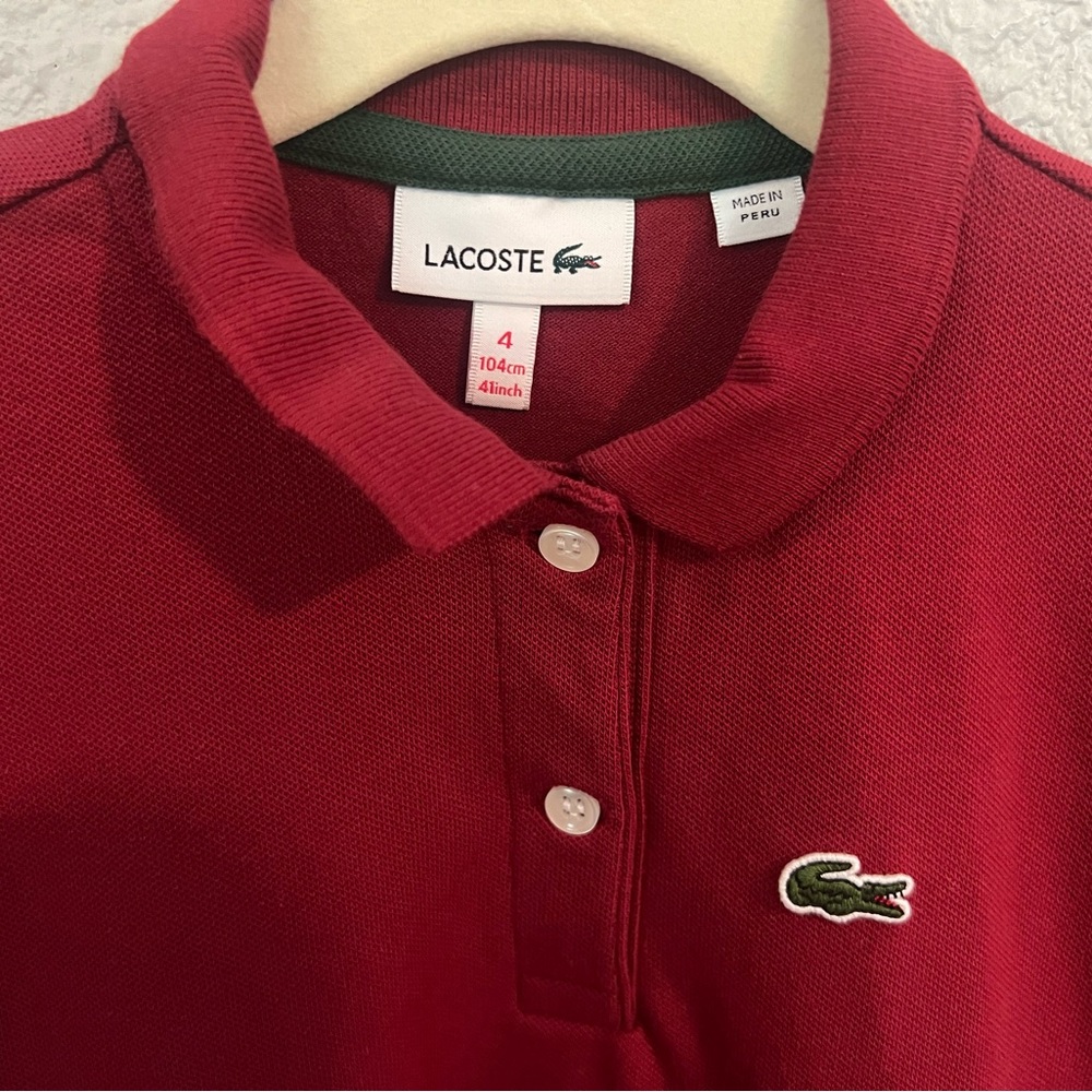EUC Lacoste Kids' Piqué Red Polo Dress - Picture 5 of 6